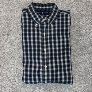 Green Periwinkle Blue Plaid Check tartan pony Classic  dress work business Shirt